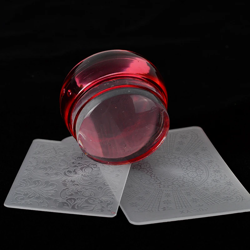 1 набор прозрачных желейных стемпер для ногтей силиконовых головок с 2 шт