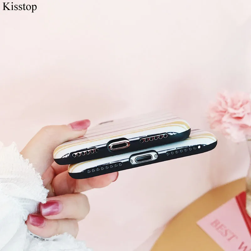Kisstop в полоску чехол для iPhone XS XR XSMax X 7 8 6 S плюс мягкий IMD Мода Телефон задняя крышка