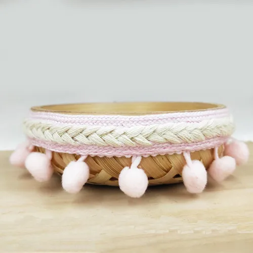 Pink 2 ярда 3,5 см Сделай Сам ручной работы лоскутное полиэфирное кружево с помпонами лента для рукоделия Diy свадебное украшение для шитья на ткани аксессуар - Color: Pink