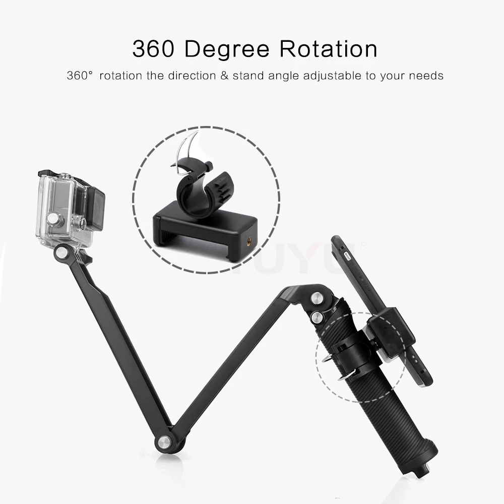 Go Pro Аксессуары 3 way Grip Arm штатив монопод Selfie stick Mount для Gopro Hero 4 5 xiaoyi SJCAM EKEN h9 sports