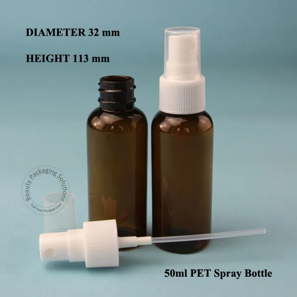 Оптовая продажа 100 шт./лот пластиковая пустая бутылка 50 мл янтарная ПЭТ