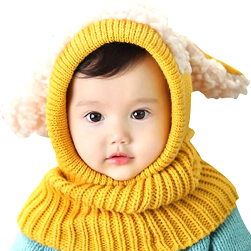 Горячая Распродажа дети милые вязаная шапка плащ шарф Мода Earflap Bunny Ears рукавом Теплый Кепки для ребенка