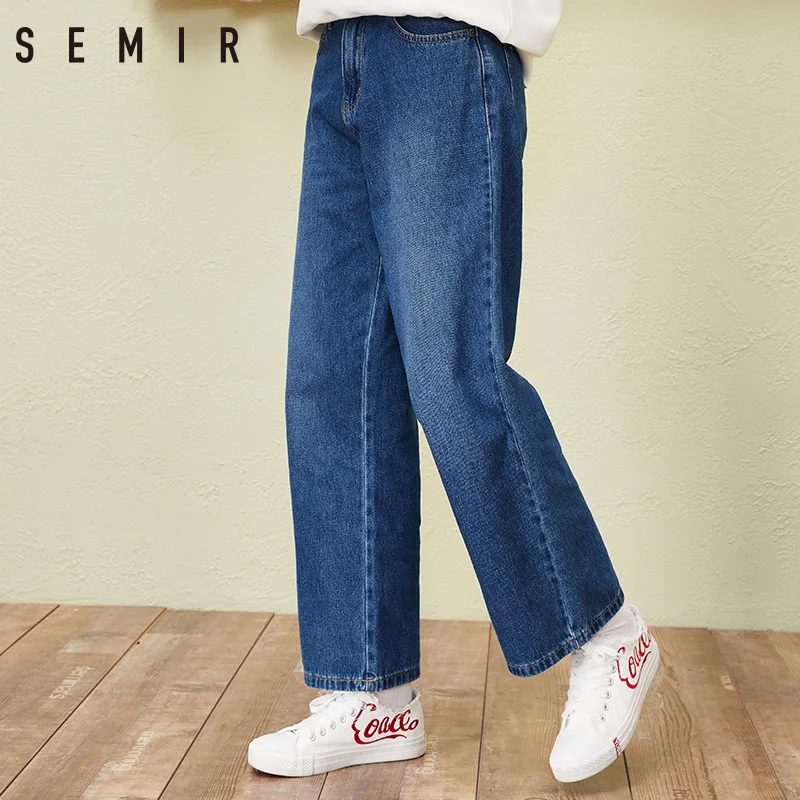 SEMIR новые джинсы для женщин свободные штаны в винтажном стиле широкие брюки с высокой талией для 4 сезона модные брюки