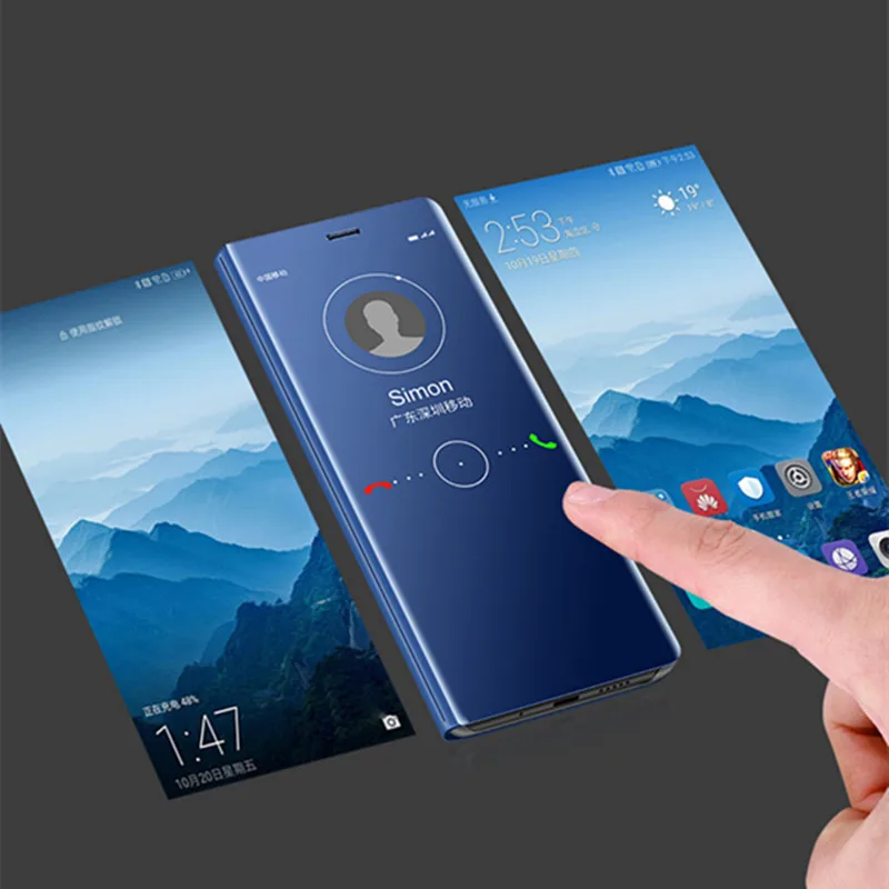 Умный зеркальный чехол с откидной крышкой и подставкой для Samsung J2 J3 J4 J5 J6 J7 J8 Prime Pro