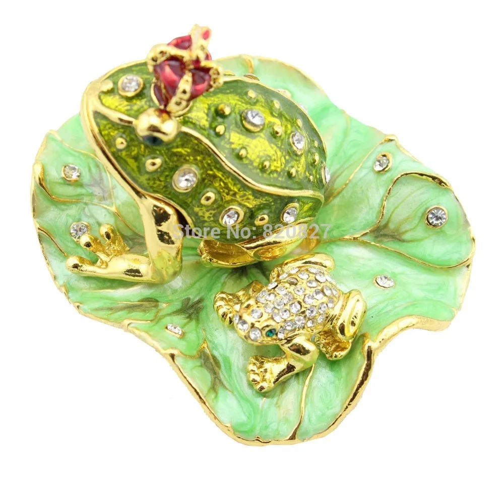 Legendary Bachelorette Frog Prince Crystals Toad King Crown Jewelry Box Lily Pad (6.8*4.8*3.5 CM (L*W*H)) | Украшения и