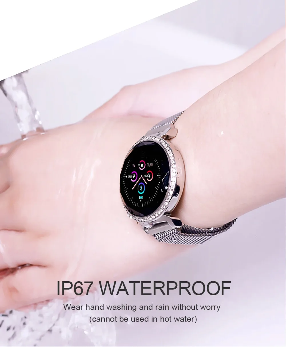 Vorke VK11 Women Smart Watch Fitness Tracker 3D Diamond Blood Pressure Heart Rate Monitoring Wristband Best Gift for Women