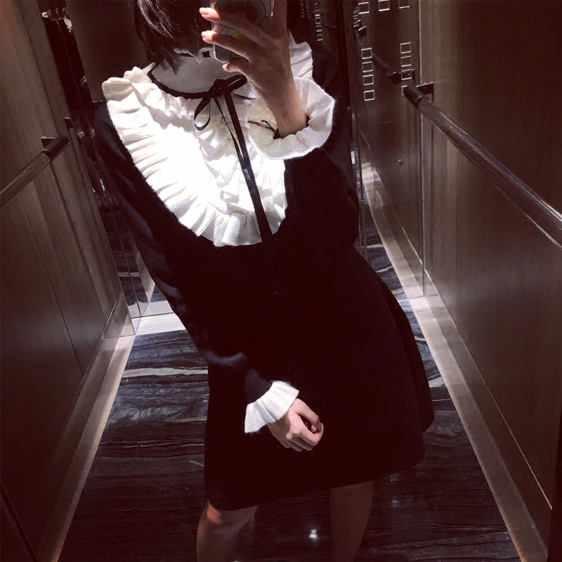 KENVY бренд High-end класса люкс Женская мода осень rullles Стенд тонкий эластичный вязаное платье