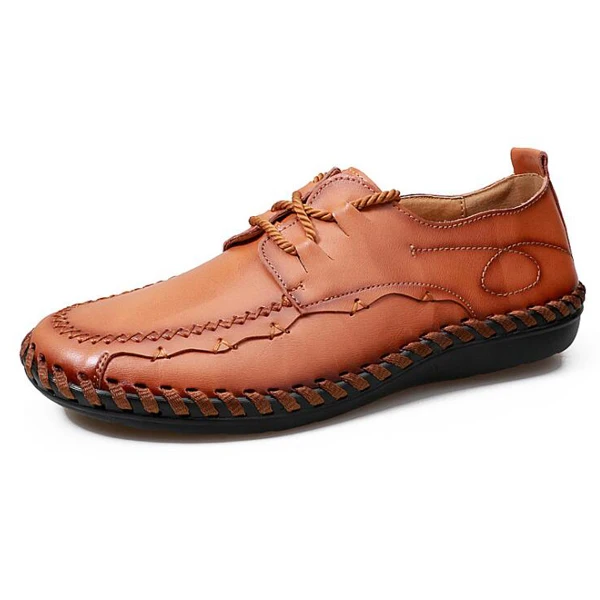 Brown shoes YIGER/Новинка; мужская повседневная обувь из натуральной кожи; Мужская обувь для отдыха на шнуровке; обувь для деловых людей; прошитая обувь на четыре сезона; 0094 - Цвет: Brown shoes
