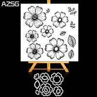 flowers and leaves petals metal cutting dies and clear stamp set for diy scrapbooking photo album decoretive embossing stencial