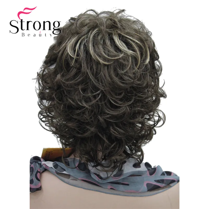StrongBeauty короткие мягкие лохматый слоистых полный синтетический парик коричневым вьющиеся Для женщин синтетические парики - Цвет: 8TT124