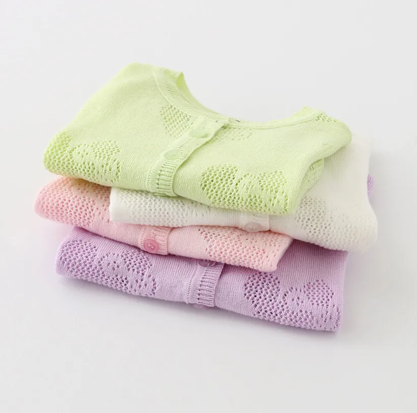 Милый ребенок Трикотажный кардиган Обувь для девочек полые негабаритных Свитеры