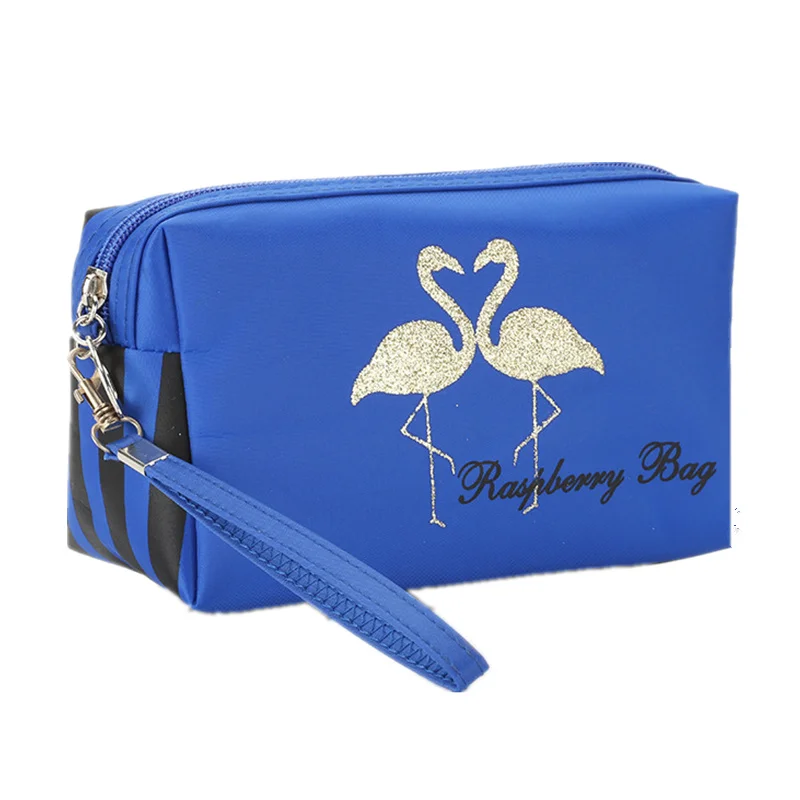 PURDORED 1 pc Flamingo Cosmetic Bag Stripe Women Shell Makeup Bags Travel Organizer PU Dropshipping | Багаж и сумки