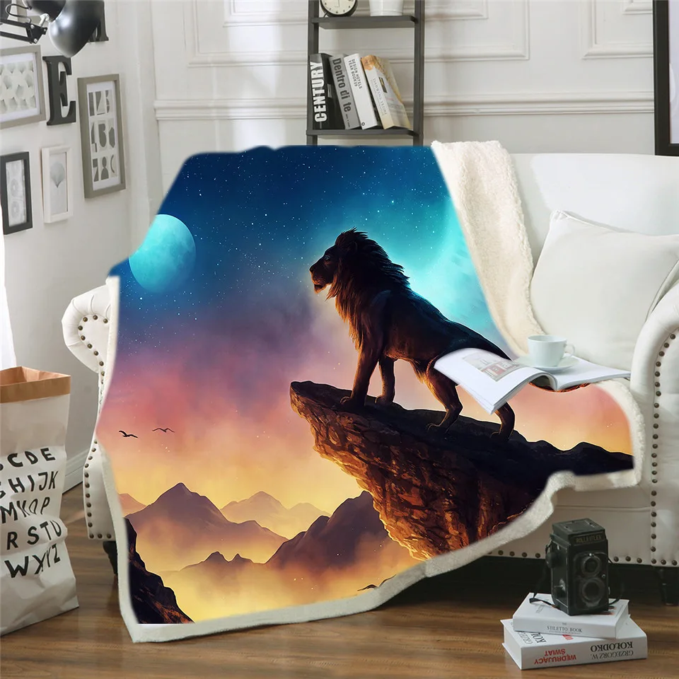 

Wolves Dreamcatcher Fleece Blanket Indian Wolf Reversible Sherpa Throw Blanket on the Bed Wild Animal Tribal 150x200