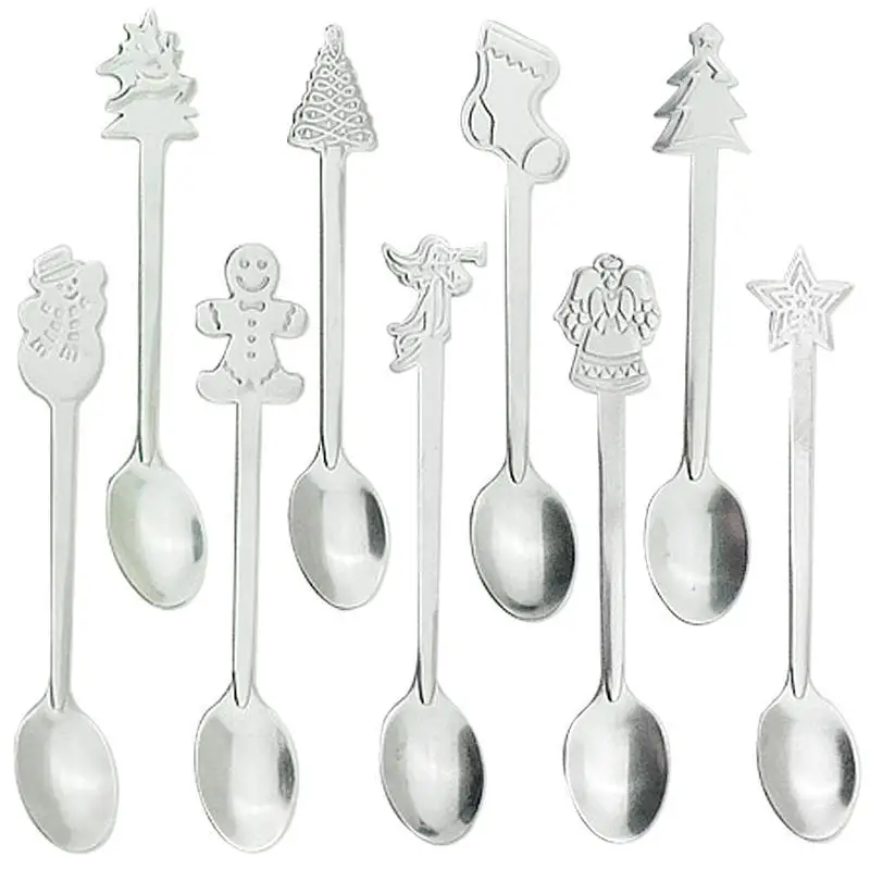 Christmas Style Coffee Spoons Stainless Steel Teaspoons For Drinking Cutlery Flatware Decoration Supplies A40 | Дом и сад