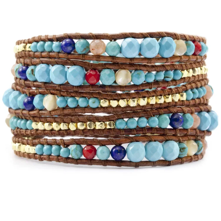 

Lotus turcos mann blended-color circle natural brown leather bracelet