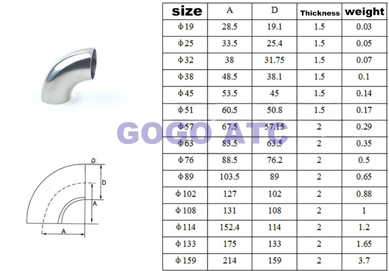 57mm*2mm Stainless steel sanitary food grade welding elbow Polished mirror 90 degrees Pipe Connection Fitting | Обустройство дома