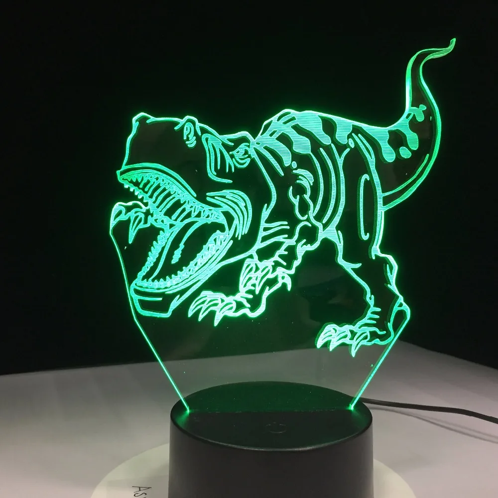 Динозавр 3D светодиодный светильник Ночной свет Новинка Иллюзия с USB кабель как