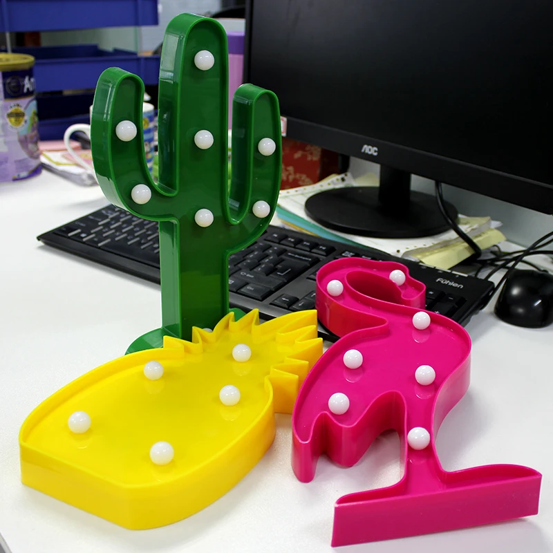 СВЕТОДИОДНЫЙ Ночник Новинка Luminaria фламинго кактус 3D лампа шатер письмо свет для