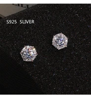 korean earrings 925 sterling silver color bling cz zircon stone stud earrings fashion jewelry for women girl 2021 new