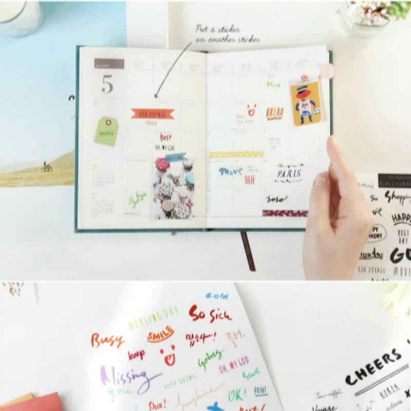 1 комплект = 6 листов Kawaii клевый стикер Наклейки для дневника Стикеры