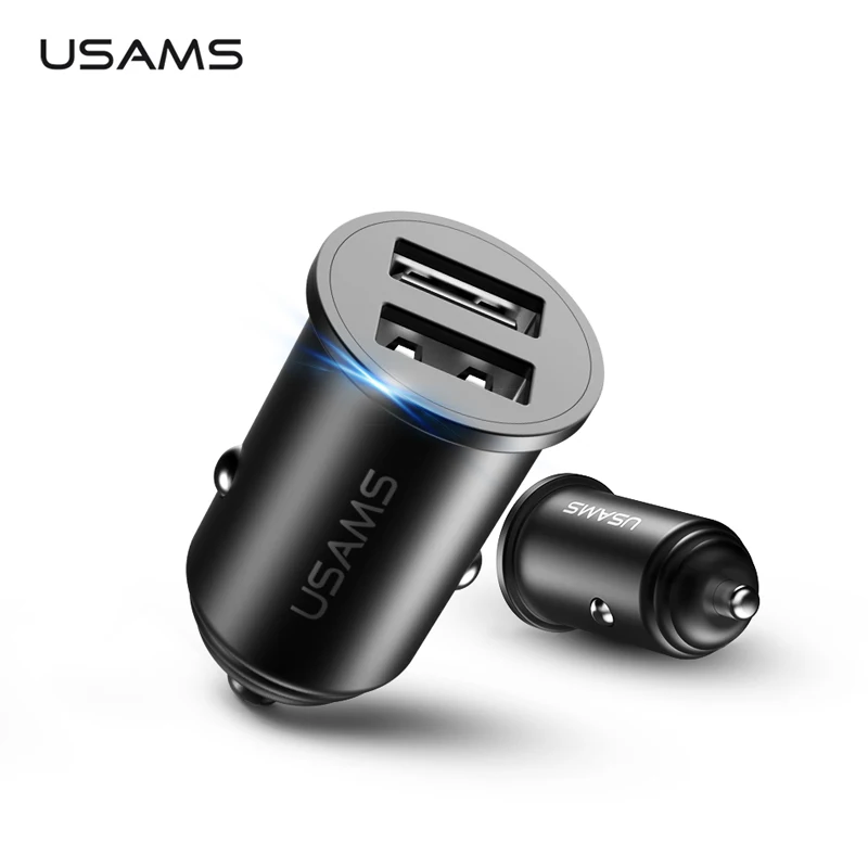 USAMS умный БЫСТРЫЙ мини автомобильный телефон зарядное устройство двойной USB Мини