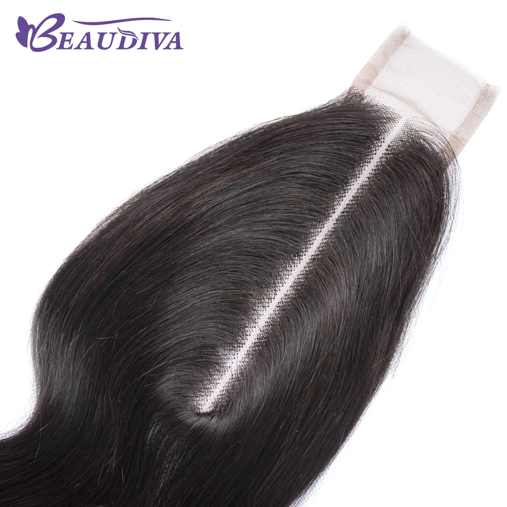 Beaudiva 2*6 объемная волна Кружева Закрытие средняя часть человеческих волос натуральный цвет бразильский Remy кружева закрытие с детскими волосами