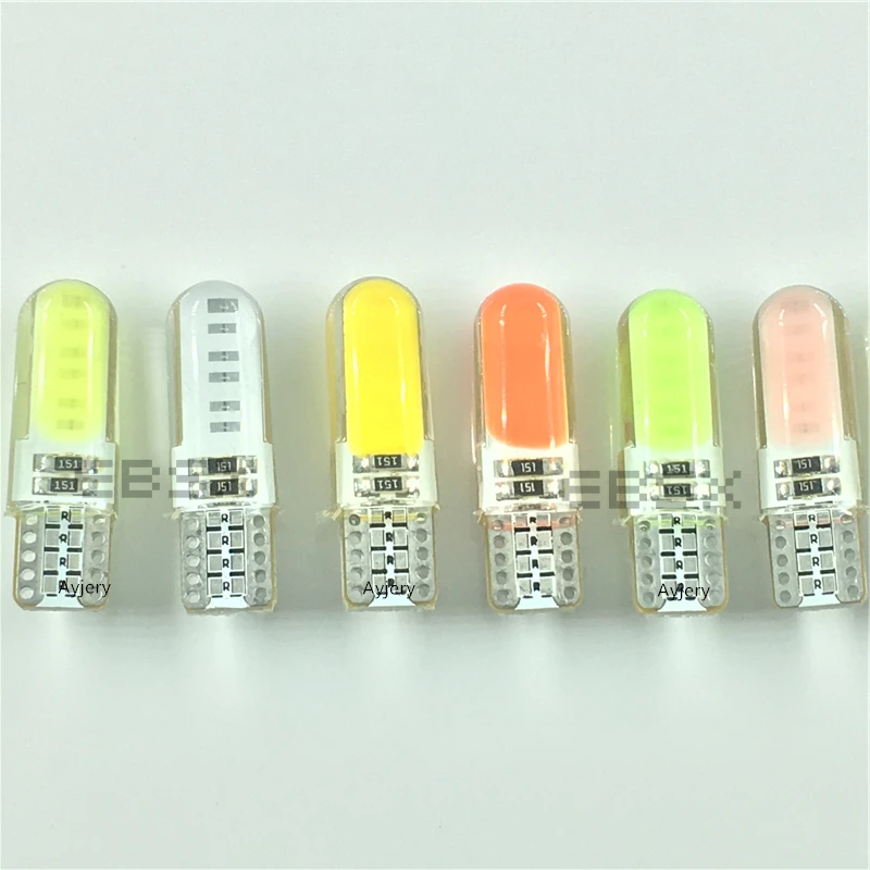 

EBSX Wholesale 300pcs Silicones 12 SMD High Power COB T10 LED 194 168 W5W led Side License Plate Light Lamp Bulb 12V White Blue