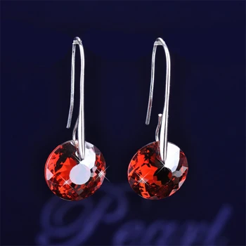 Серьги-кольца женские с австрийским кристаллом круглые ювелирные украшения