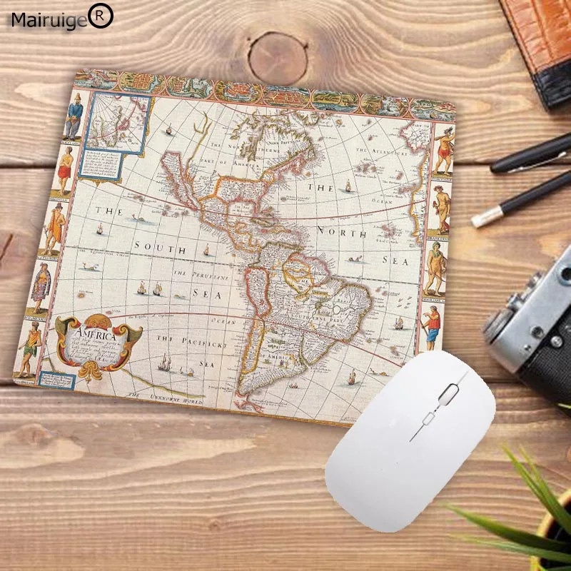 Mairuige Cheap Old World Map Luxury Printing Non Slip Durable Rubber Gaming Speed Mousepad Big promotion For Russia 22X18CM | Компьютеры и