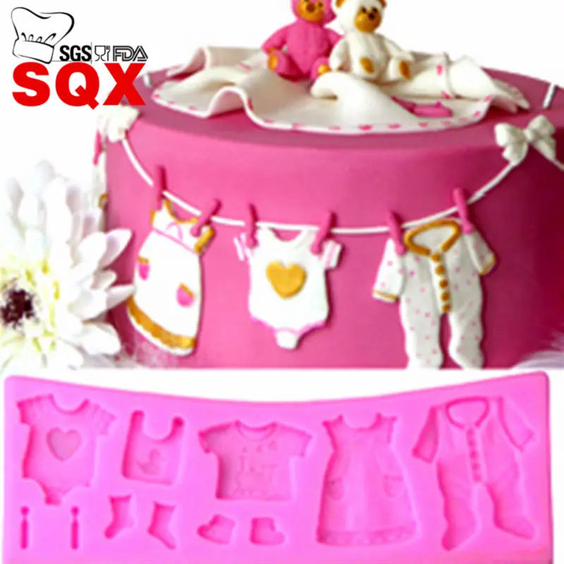 HOT 3D Baby Clothes Shower Silicone Molds Fondant Cake decoratings Tools wedding party Chocolate Baking SQ15181 | Дом и сад
