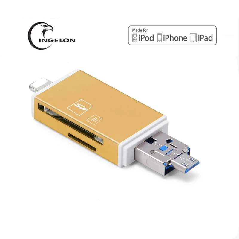 Ingelon micro sd Золотой считыватель карт памяти usb Microsd Компьютерные аксессуары TF адаптер otg адаптер для iphone 6 5 ipad ipod Mac