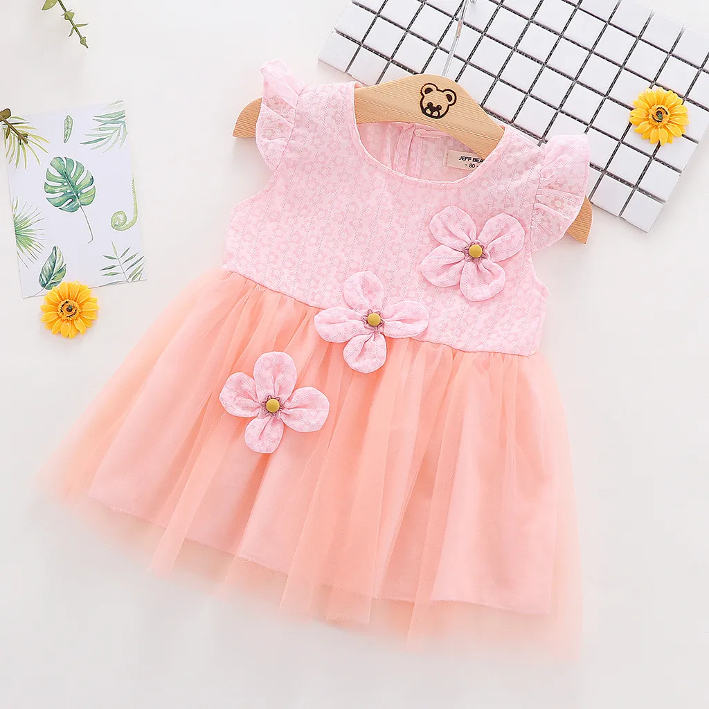 Infant Baby Girls Sleeveless Big Flower Embroidery Tulle Dress Princess Dresses Cute Kids Party for girls | Детская одежда и обувь