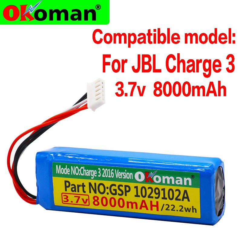 8000 мАч батарея GSP1029102A для JBL Charge 3 (пожалуйста дважды проверьте место 2 красные