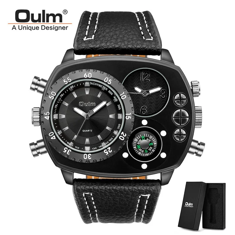 Oulm 9865 мужские часы Лучшие Роскошные Брендовые спортивные наручные с несколькими