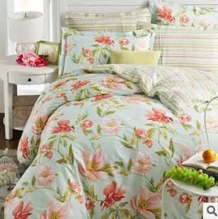 2017 Комплект постельного белья из 100% хлопка шикарное цветочное постельное белье 4