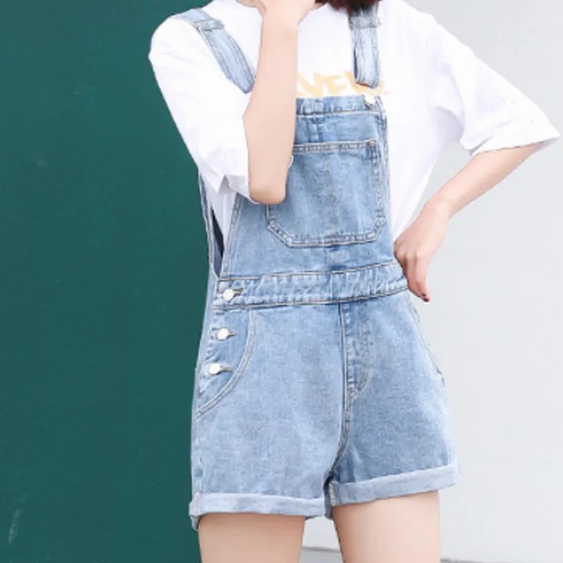 Женские джинсовые комбинезоны с потертостями Свободные повседневные на