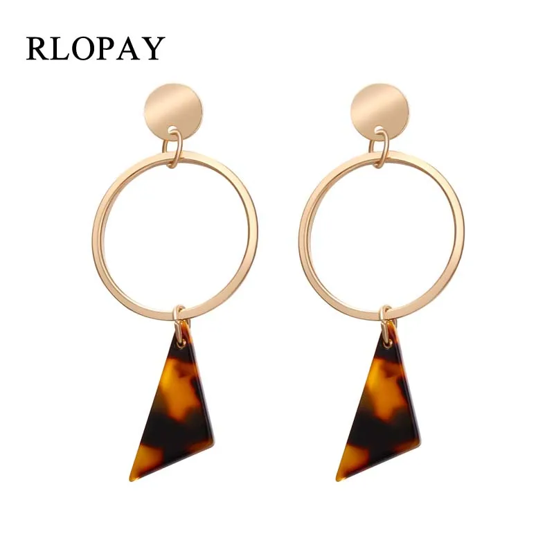 RLOPAY женский модный акриловый Леопардовый геометрический треугольник капля