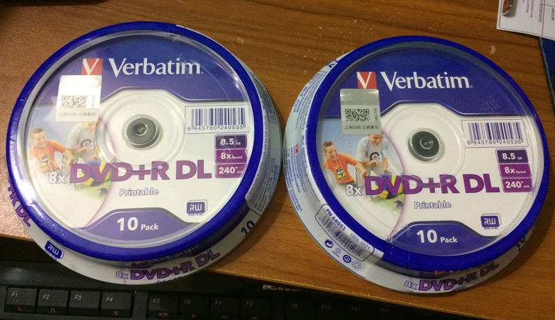 20 упаковок Verbatim balnk DVD с поверхностью, подходящей для печати+ R DL 8X двухслойный 20 дисков DVD+ R dl 8,5 GB