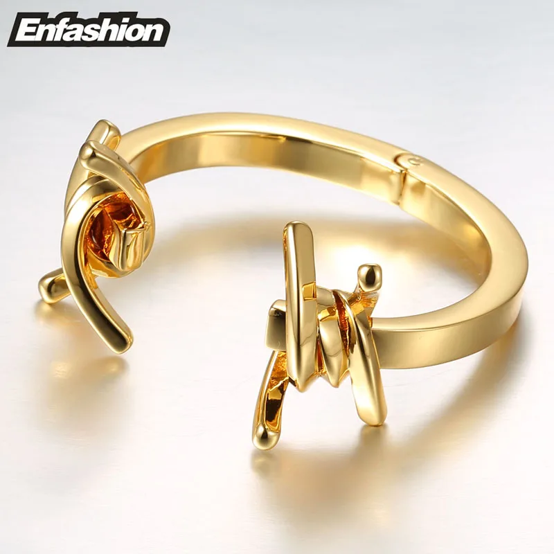 Yellow gold color Enfashion ювелирные изделия Шипы колючий браслет Noeud цвет золотистый браслет для женские браслеты-каффы манжетой браслеты - Окраска металла: Yellow gold color