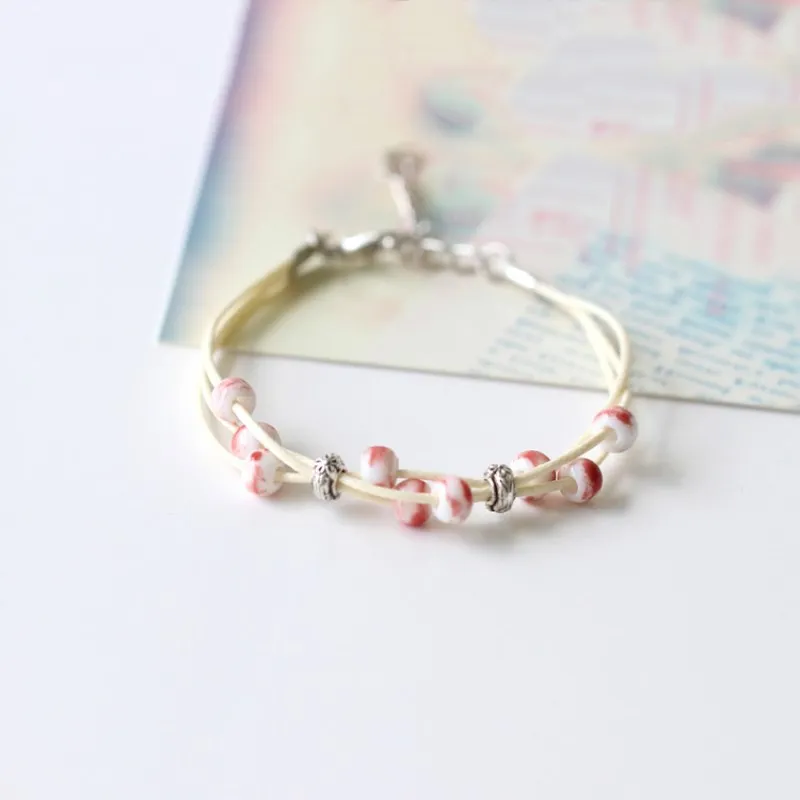 Плетеный браслет ручной работы с керамическими бусинами женские модные