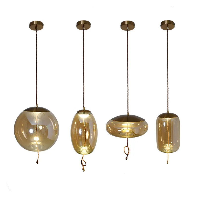 

LukLoy LED Modern Nordic Creative Glass Pendant Light Kitchen Living Room Bedroom Loft Glass Clothing Hanging Lamp Pendant Lamp