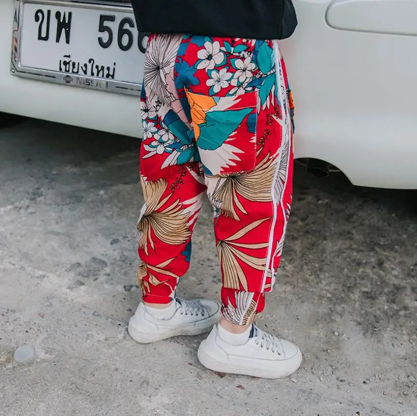 Брюки с принтом для маленьких мальчиков модные брюки эластичной резинкой на