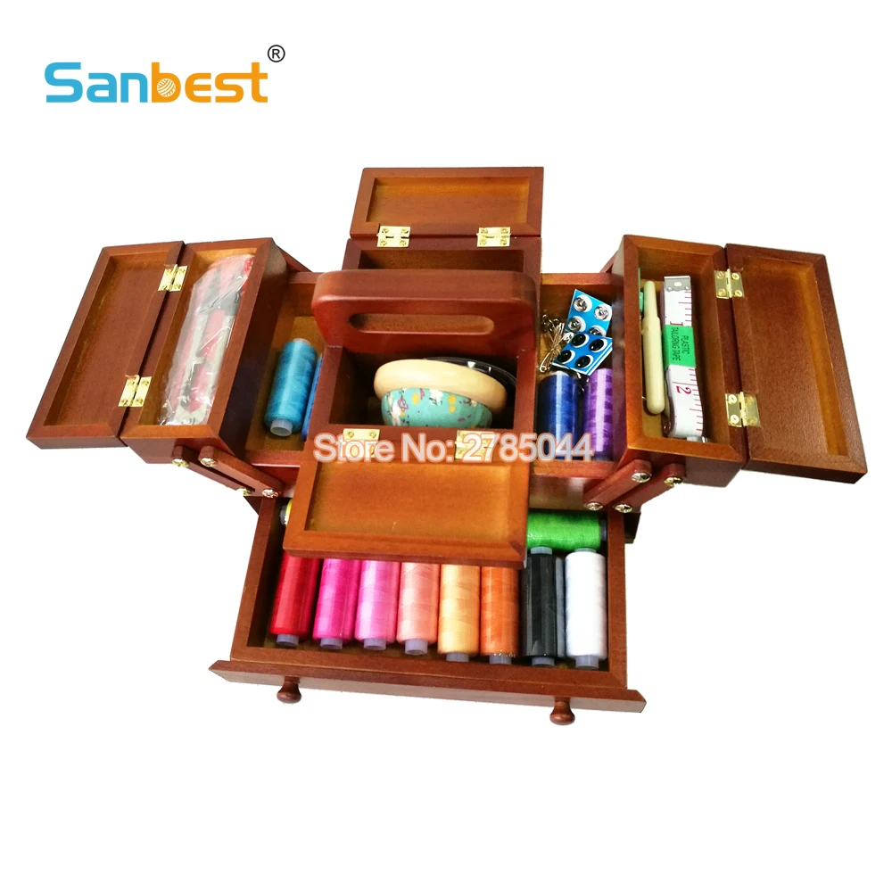 Sanbest винтажный Натуральный Деревянный швейный ящик ручка поставщик швейных