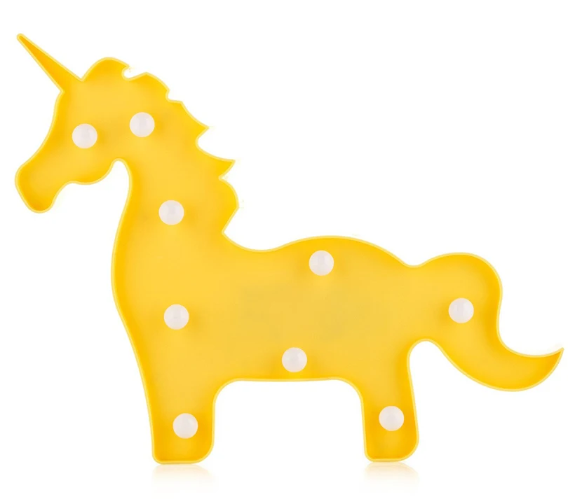 Unicornio светодиодный ночник Единорог вечерние 3D светодиодный Настольный светильник Новинка животное знак шатра письмо лампа Luminaria детские игрушки подарок - Испускаемый цвет: Body Yellow