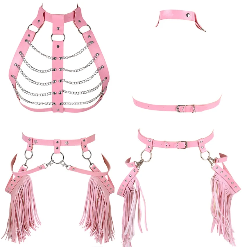 PG0226-PG0253 Кожаный пояс для подвязок, набор, Harajuku, панк, ремни для бюстгальтера, ремни с кисточкой, топ, клетка, шея, бандаж, фестивальный Рейв, Одежда для танцев - Цвет: PG0226-PG0253