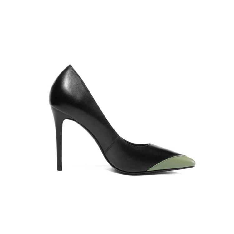 

MLJUESE 2018 women pumps autumn spring cow leather pointed toe mixed colors high heels lady shoes party dress wedding