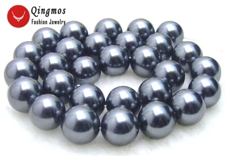 

Qingmos 12mm Round Green Sea Shell Pearl Beads for Jewelry Making DIY Necklace Bracelet Accessories Loose Beads Strand 15" l386