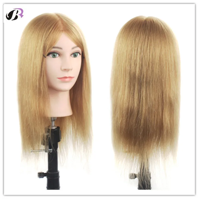 Hot Sale Female Hairsytles Training Head Mannequin Head With Real Human Hair Solon School Hairdressing Training Heads With Clamp