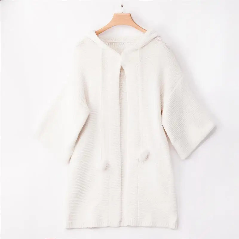Turmeric hooded sweater Vintage pompon twist knitted women cardigan casual ladies Fashion autumn female outwear |