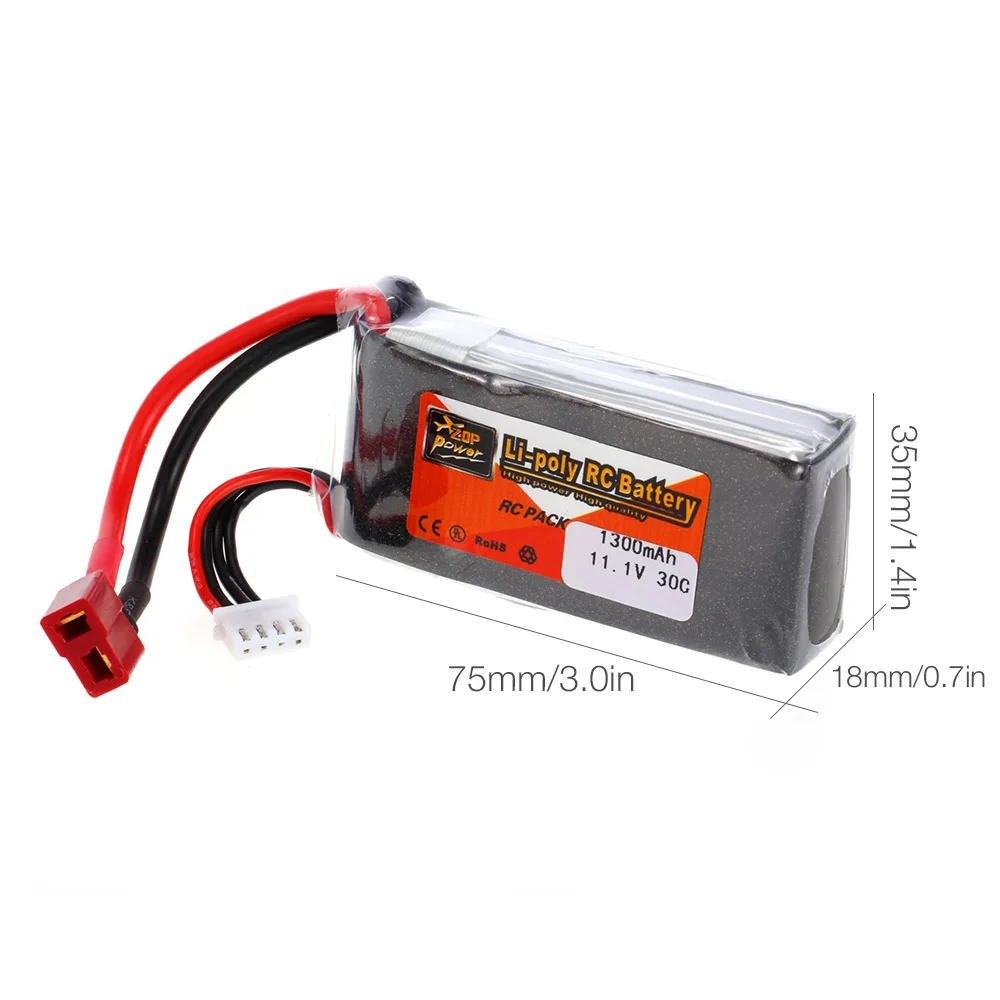Батареи для радиоуправляемых игрушек ZOP power 3 S 11 1 V 1300 mAh 30C T Plug LiPo батарея QAV250 H210 LS180